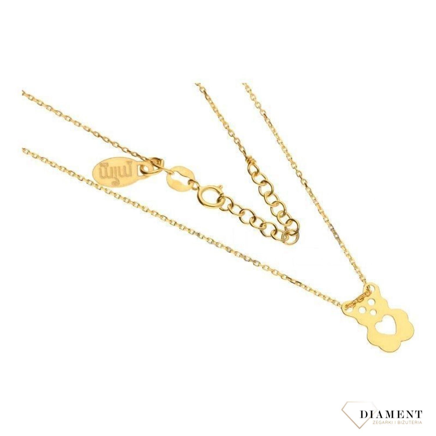 naszyjnik-gwiazd-celebrytka-srebro-Złota celebrytka Miś Naszyjnik złoty miś z serduszkiem. Naszyjniki złote z misiem.jpg